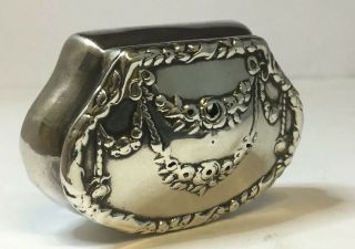 Fine Antique Victorian Solid Sterling Silver Repousse Snuff Patch Pill Box,  1898
