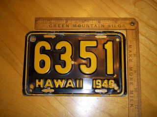 1949 Hawaii Motorcycle License Plate Paint Vintage