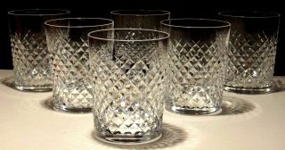 6 Vintage Waterford Crystal Alana Double Old Fashioned Tumbler Glasses 4 3/8 "
