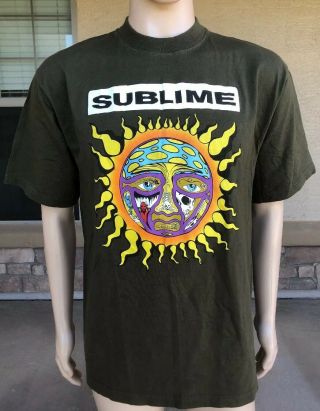 Euc Rare Vintage 90s Sublime Punk Band T Shirt Blue Grape Size Xl 97’ Crying Sun