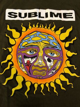 EUC Rare Vintage 90s Sublime Punk Band T Shirt Blue Grape Size XL 97’ Crying Sun 4