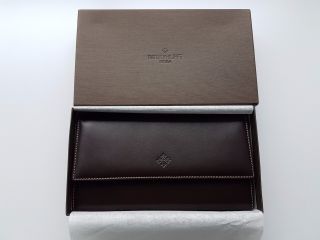 Patek Philippe Brown Leather Tri - Fold Wallet Purse Rare