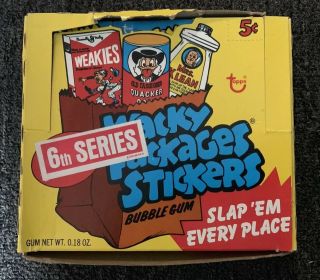 Very Rare 1974 Topps 6th Series Wacky Packages Partial Box 21/48 Packs