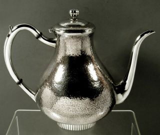 Japanese Sterling Coffee Pot C1950 Signed - Hand Hammered