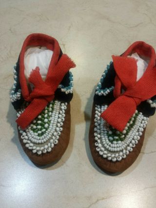Vintage Authentic Indian Beaded Baby Moccasins.  Pre - Owned But Only Put On Once.