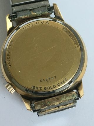 VTG Antique Accutron Bulova M5 18 Kt Gold 18k Case Mens Wrist Watch REPAIR PARTS 2