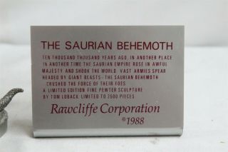 RARE Vintage Rawcliffe Pewter Figurine Saurian Behemoth 115/2500 Tom Loback WOW 2