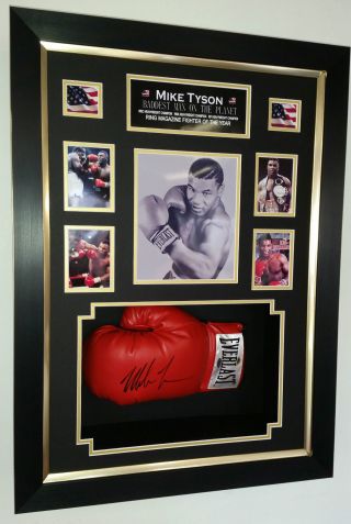 Rare Mike Tyson Signed Boxing Glove Autograph Display