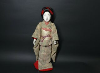 Late Edo To Early Meiji Japanese Antique Gofun Mitsuore Doll Ningyo The Girl.