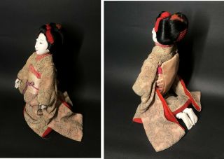 Late Edo to Early Meiji Japanese Antique Gofun Mitsuore Doll Ningyo The Girl. 3