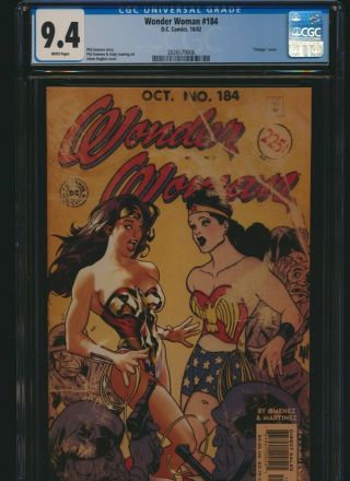 Wonder Woman 184 Dc 2002 Cgc 9.  4 Adam Hughes Vintage Nazi Ww 2 Cover Nr.  99 Bid