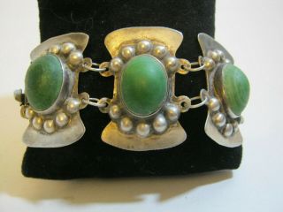 Early Vintage Mexican Silver & Onyx Bracelet Fab Art Deco Design