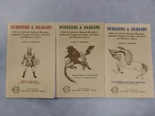 3 Dungeons & Dragons Rulebooks 1974 Very Rare