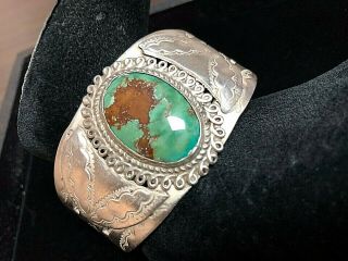 Vintage Sterling Silver And Turquoise Cuff Bracelet