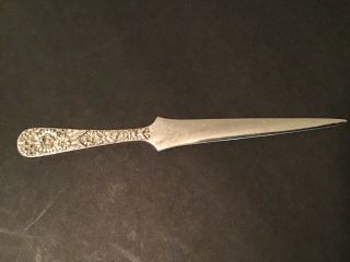 S.  Kirk & Son Sterling Silver Floral Repousse Letter Opener