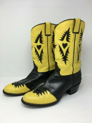 Vintage Custom Handmade Cowboy Boots,  Men’s Size 13d – Jim Babchak Yellow Black