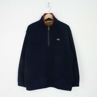 Mens Vintage Chemise Lacoste 1/4 Zip Fleece Pullover Jacket Made In Spain L 4375