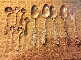 Antique Sterling Silver Spoons & Butter Knife