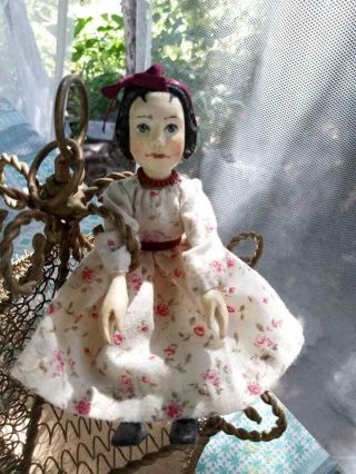 carved wood Hitty doll in vintage style 2