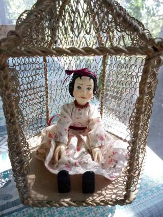 carved wood Hitty doll in vintage style 3