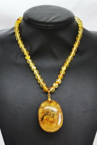42.  99g FINE Vintage Marbled Baltic Amber Necklace Beads Rosary Misbah Egg Yolk 4
