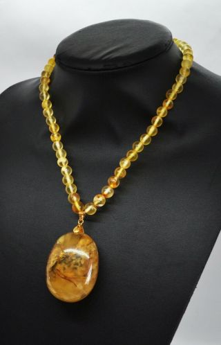 42.  99g FINE Vintage Marbled Baltic Amber Necklace Beads Rosary Misbah Egg Yolk 6