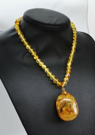 42.  99g FINE Vintage Marbled Baltic Amber Necklace Beads Rosary Misbah Egg Yolk 7