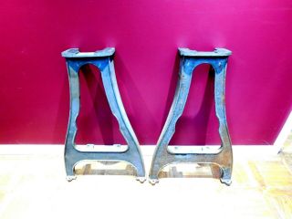 Vintage Delta Wood Lathe Cast Iron Leg Set Industrial Age Art Table Workbench