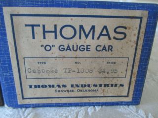 VINTAGE THOMAS INDUSTRIES CABOOSE - TP - 1008 - IN ORG BOX - O - GAUGE - 3