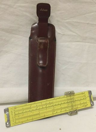 Vintage Pickett 6 " All Metal Slide Rule N600es Leather Case Model Nasa