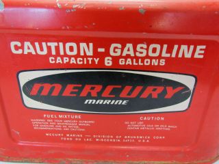 Vintage 6 gallon Gas Tank Mercury Marine Outboard Fuel/Gas can Rare 2