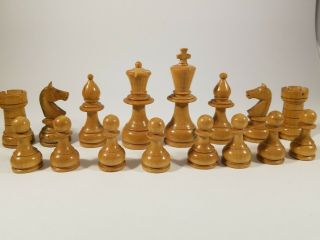 Vintage Mid Century Wood Chess Set.  Hand Carved,  Made In Spain.  3.  5 Inch King