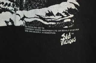 Rare Vintage 90s Man SID VICIOUS Sex Pistols Tour T Shirt Mens XL Punk Rock 3