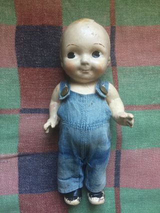 Vintage Buddy Lee Doll Composition Advertising Workwear Overalls