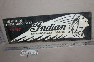 Rare Vintage Indian World Finest Motorcycle Oil Painted Metal Sign Gas Oil Farm