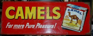 Vintage 1950s Camel Cigarette Display Advertising Sign Tin / Metal