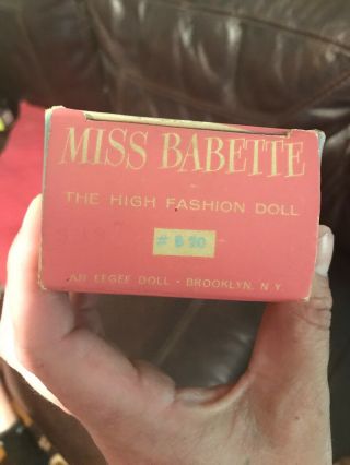 Vintage 1960 ' s MISS BABETTE doll Barbie type RARE - EEGEE Minor Damage To Box 6