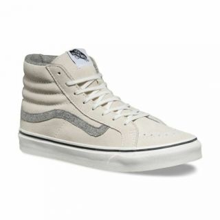 Vans Sk8 Hi Slim (vintage Suede) True White Skate Shoes Men 