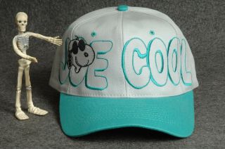 Snoopy Joe Cool Trucker Hat Baseball Cap Adjustable Snapback Turquoise Vintage