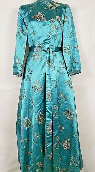 Vintage The Best Co.  Chinese Dress/robe Embroidery Birds Lined Cheongsam Cosplay