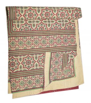 Cotton Kantha Quilt Bedspread Blanket Throw Indian Queen Vintage