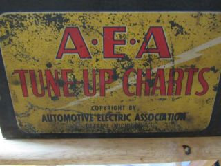 Vintage AEA Tune Up Chart Display Case & Old 50 - 60`s Charts Gas Service Station 3