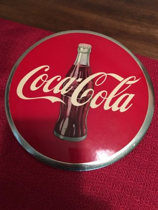 Celluloid Coca Cola Dealer Advertising 9 " Button Sign Vintage Soda Coke