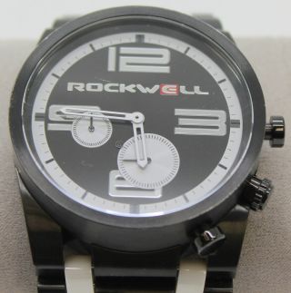 RARE PRE - OWNED ROCKWELL THE 50MM BLACK/WHITE CERAMIC WATCH 2