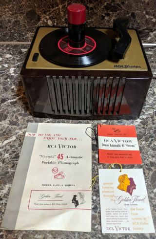 Vintage Rca Victor 45 - Ey - 2 45 Rpm Record Player,  &