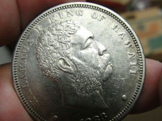 1883 Kingdom Of Hawaii Akahi Dala $1 Lg.  Hawaiian Silver Dollar Coin Very Rare