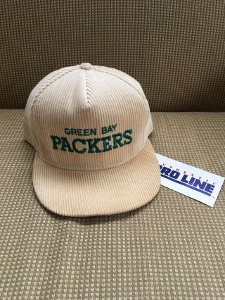 Vintage 1980s Nfl Green Bay Packers Corduroy Hat Cap Snapback Proline Nwt