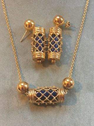 Metropolitan Museum Of Art Mma Lapis Lazuli Sterling 925 Necklace Earrings 20gr