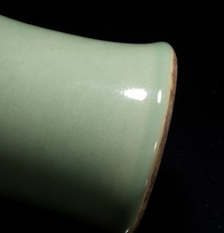 Chinese Antique 20th C Celadon Glazed Porcelain Brush Pot 6