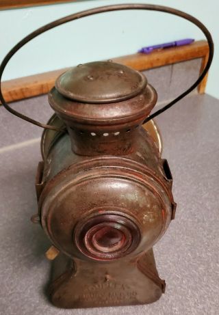 Vintage Duplex Carraige Clear & Red Glass Lantern Embury Mfg Co Circa 1800s
